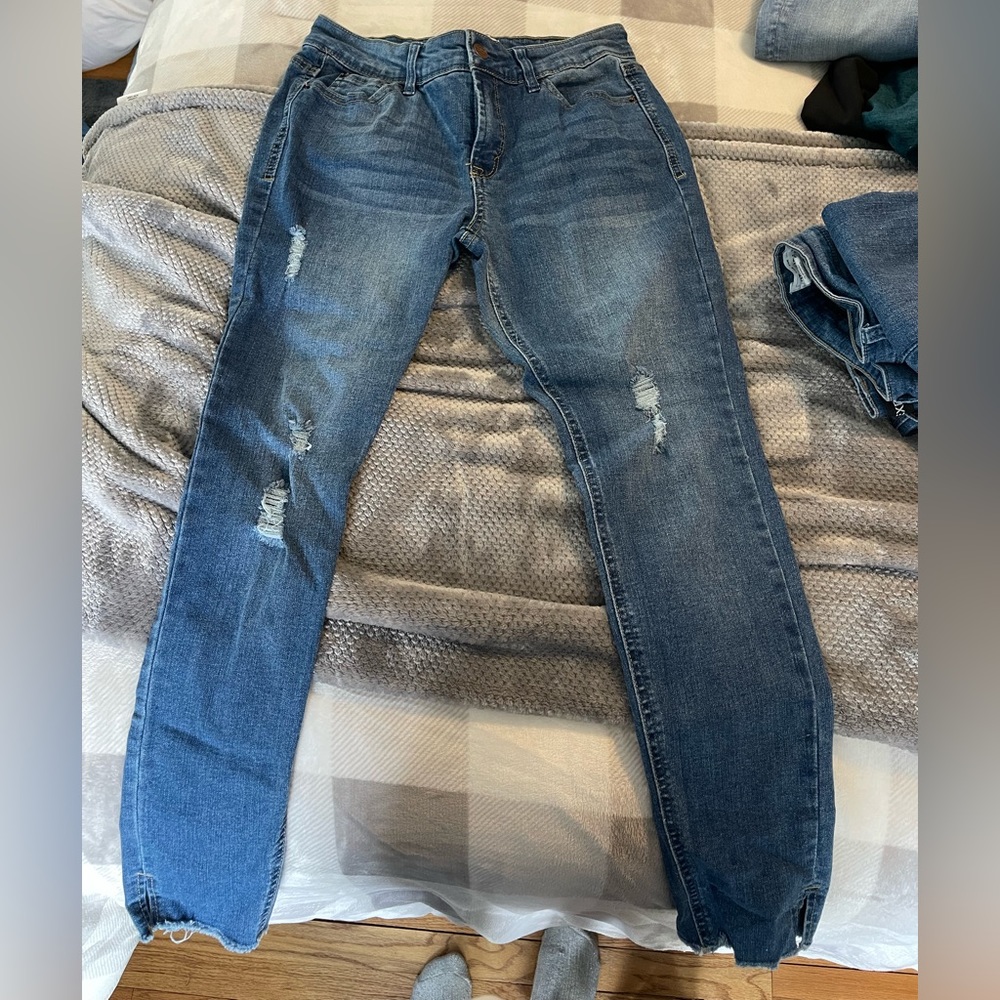 Republic High Rise skinny jeans w fringe & rips